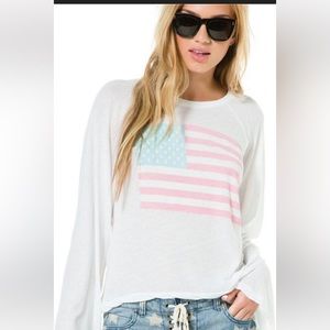 NWT Wildfox American Flag Wide/Bell Sleeve Top